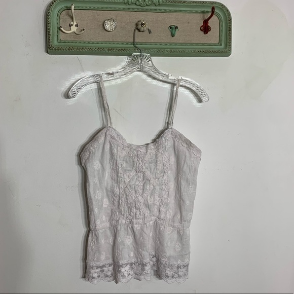 Twenty One White Lace romantic adjustable strap tank top medium - Picture 1 of 9